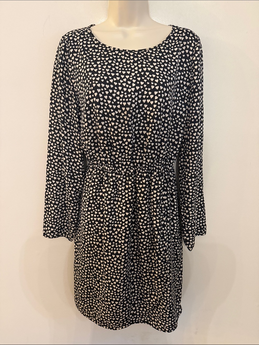 J. Crew Black Dress with White Heart Print